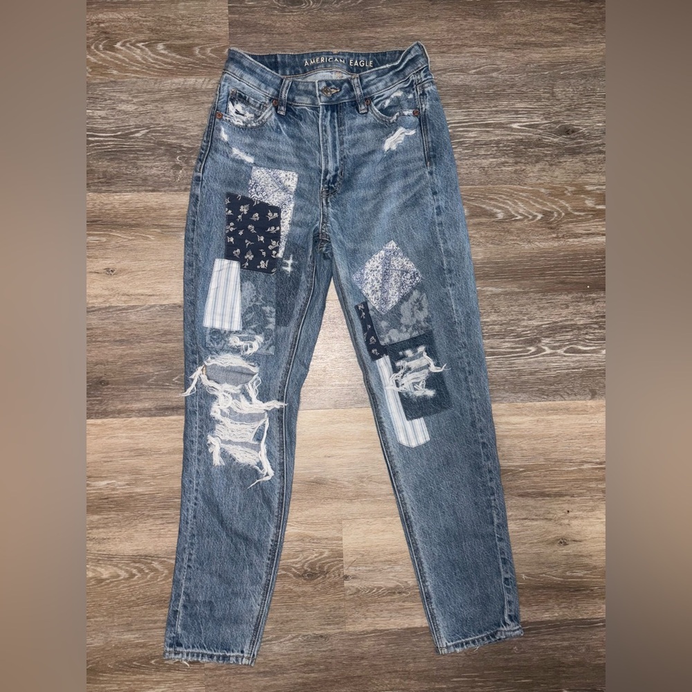 American Eagle Patchwork Ripped Mom Jeans - image 2